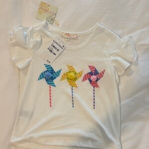 Truly Me White Tee with Colorful Pinwheels